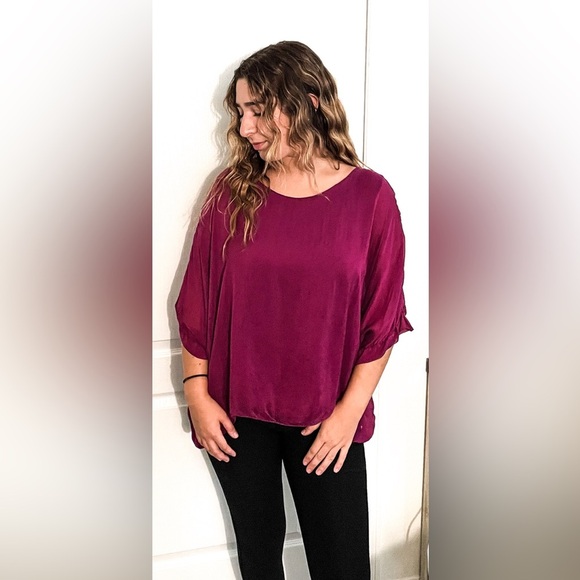 GIUSY Oversized Silk Blouse One Size - Picture 9 of 10